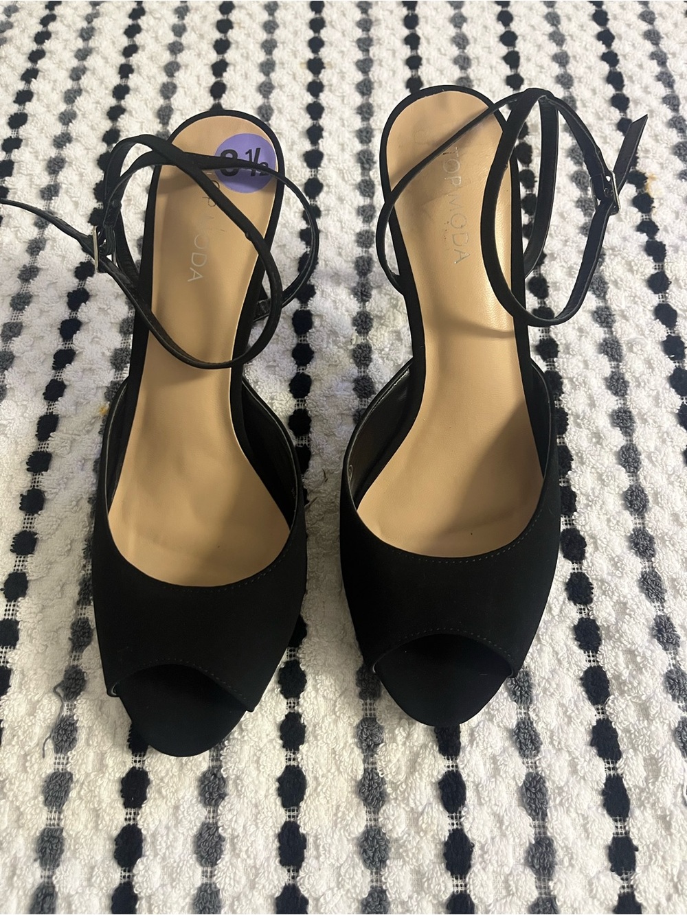 Madden Girl Black Peep-Toe Ankle Strap Sandals